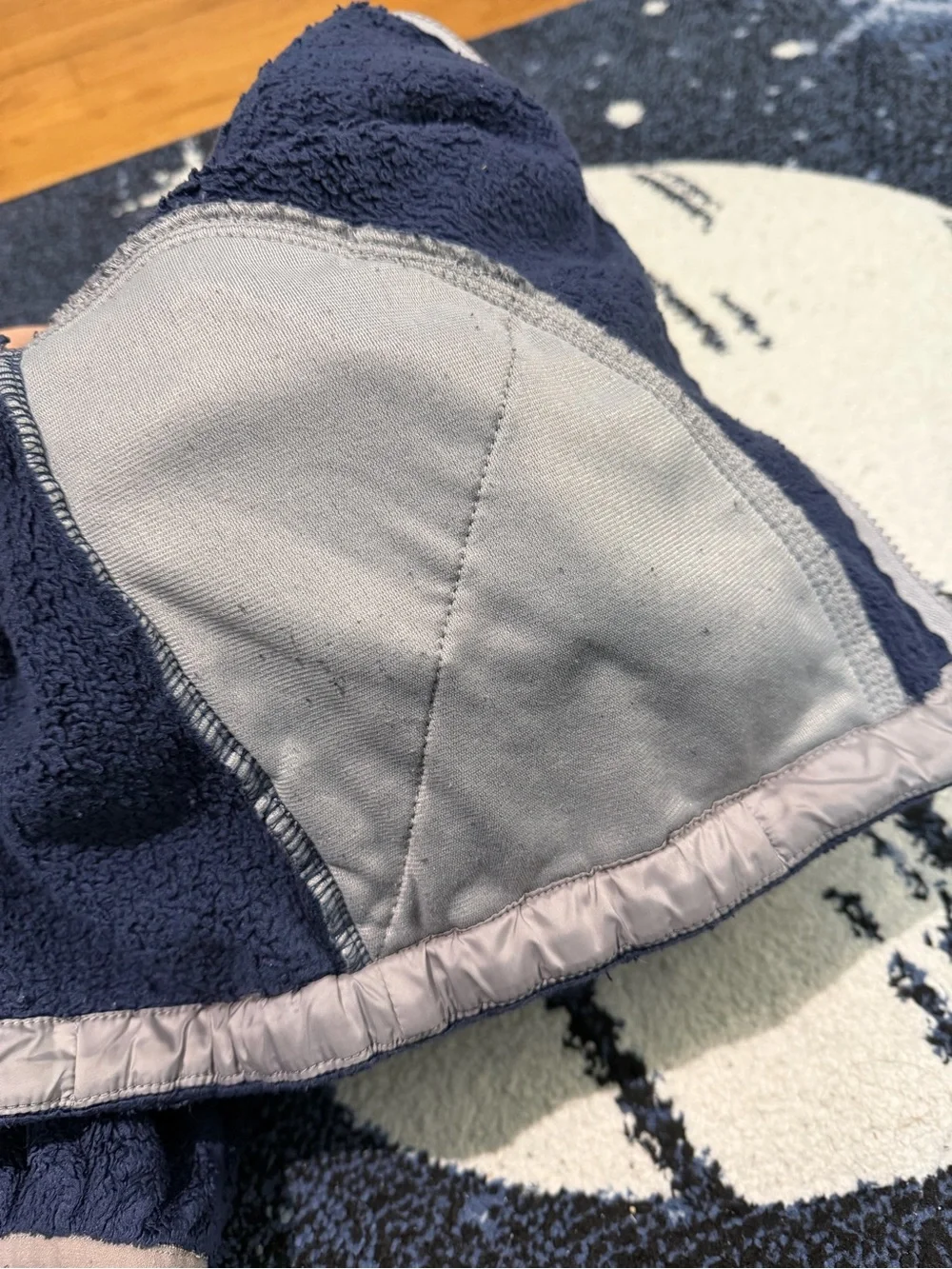 The North Face Kids Navy and Light Gray Hooded Fleece Jacket